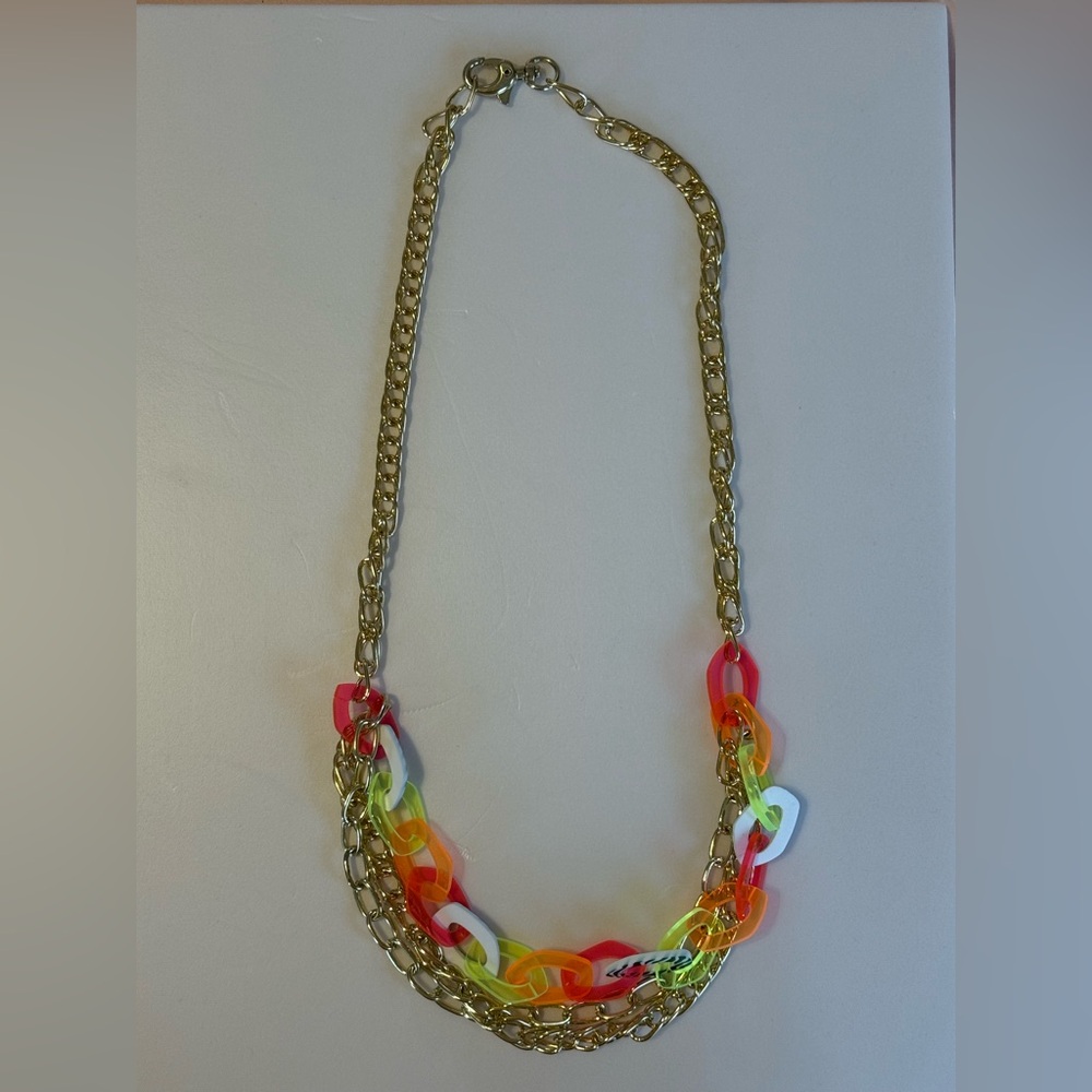 Colorful gold plated Chain Link Necklace